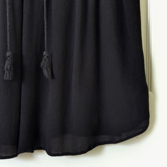 Free People Simply Embroidered Yoke Sleeveless Lace Up V-neck Mini Dress Black L - Picture 9 of 13